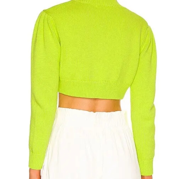 Olivia Rubin Neon Green Chiara cropped sweater cardigan Size XS - Picture 3 of 10